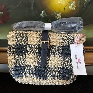 NWT Vineyard Vines Crochet Straw Crossbody Clutch Bag